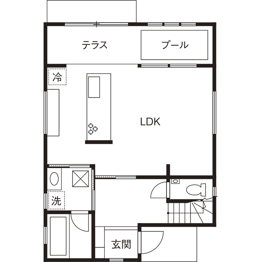 リビングにプールを配置した、寛ぎのひとときを過ごせる空間